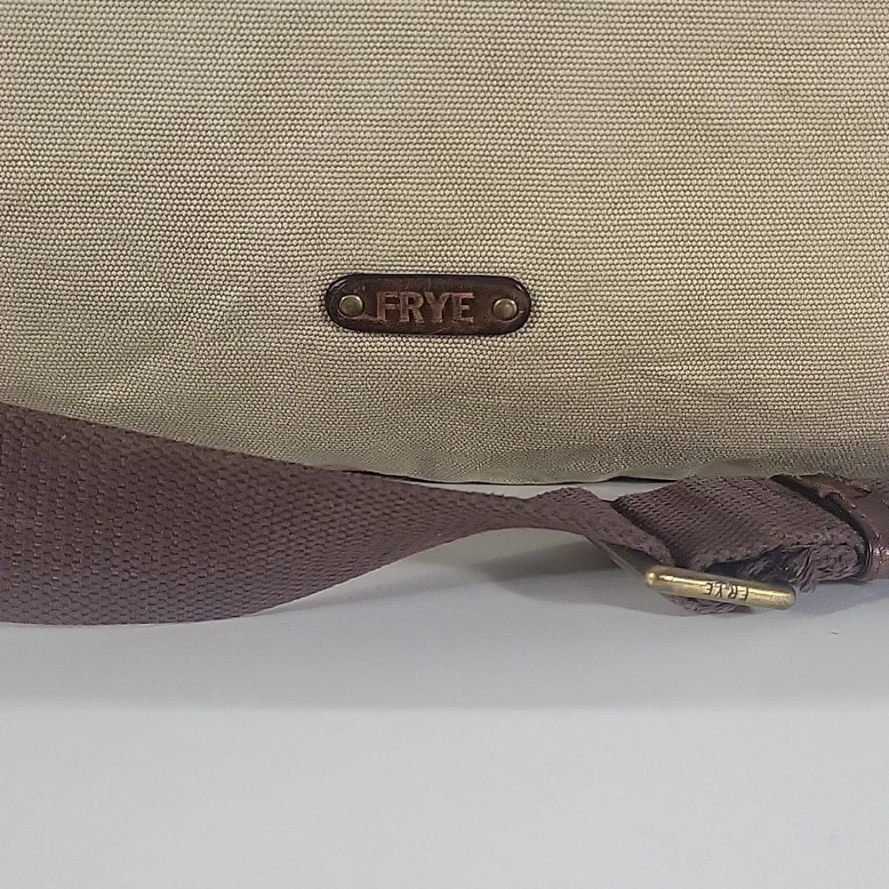 Frye Distressed Canvas and Leather Messenger Bag in Beige and Brown - Men